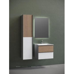 Тумба с раковиной Sancos Delta 60 см DL60W дуб светлый \/ матовый белый