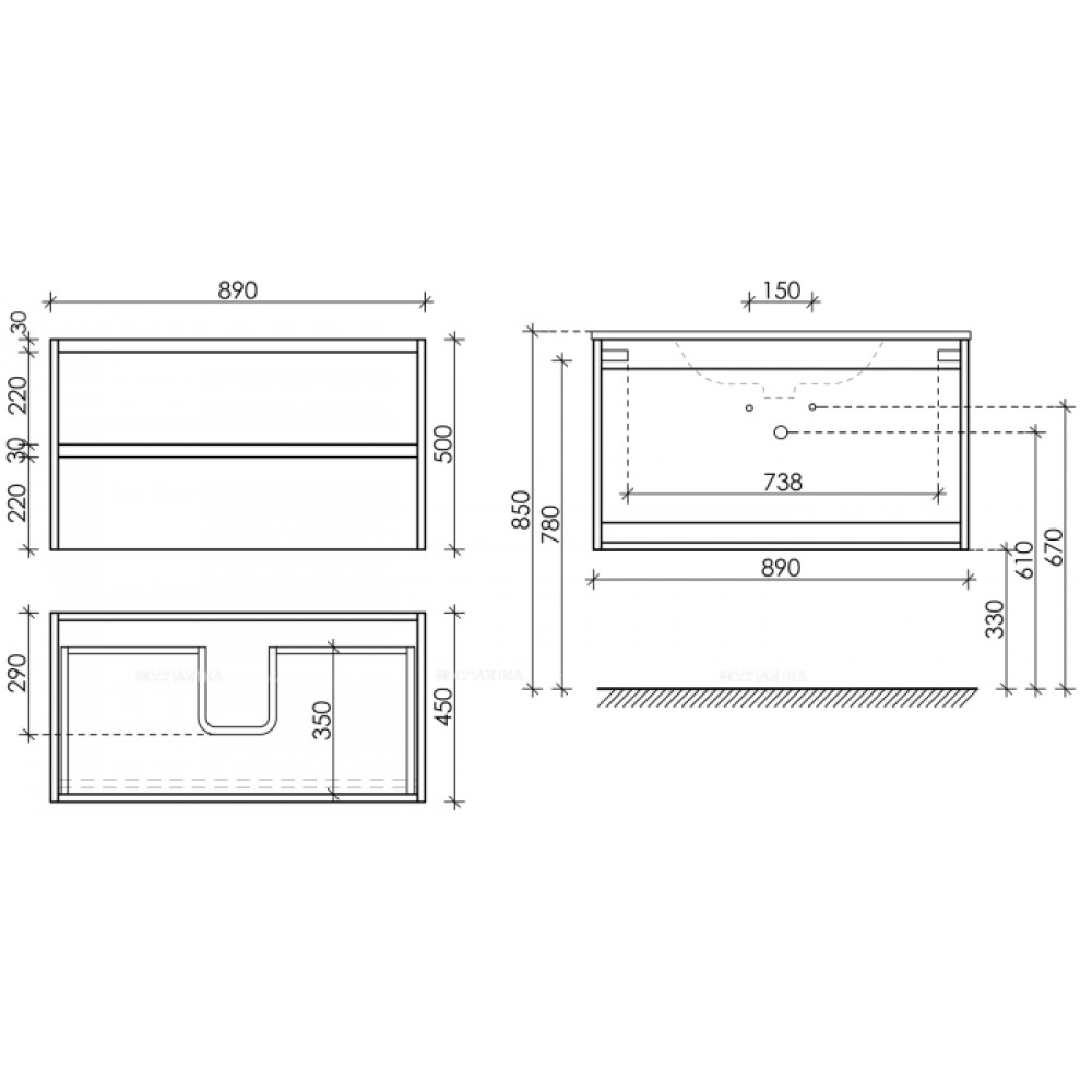 Тумба с раковиной Sancos Libra, 89 см., эмаль белый, LB90W
