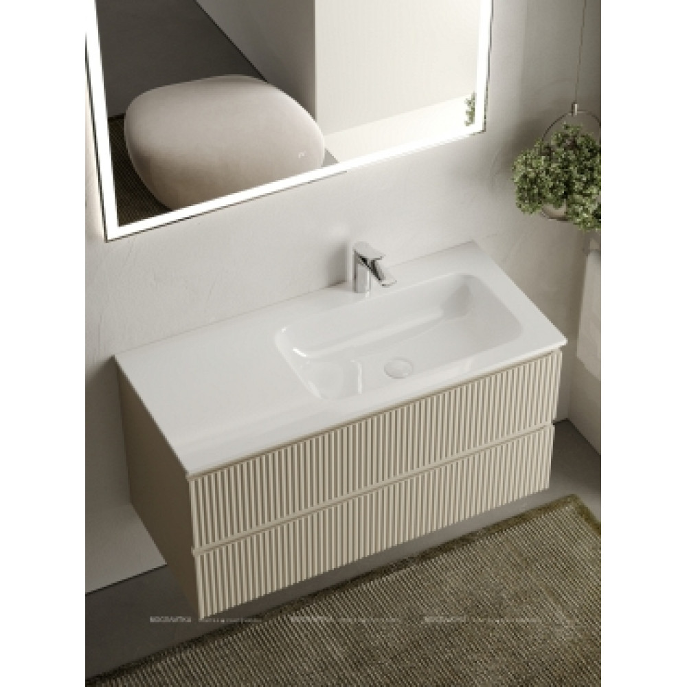 Тумба с раковиной Sancos Snob R 100 см SNR100RCE правая, beige soft