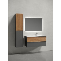 Тумба с раковиной Sancos Delta 100 см DL100RGR правая, дуб красный \/ графит