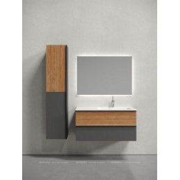 Тумба с раковиной Sancos Delta 100 см DL100RGR правая, дуб красный \/ графит