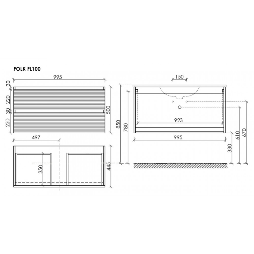 Тумба под раковину Sancos Folk 100 см FL100W bianco