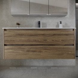 Тумба с раковиной Sancos Libra, 119 см., ламинат коричневый, LB120-1ECH