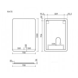 Зеркало для ванной комнаты SANCOS Ray 700x1000 c подсветкой