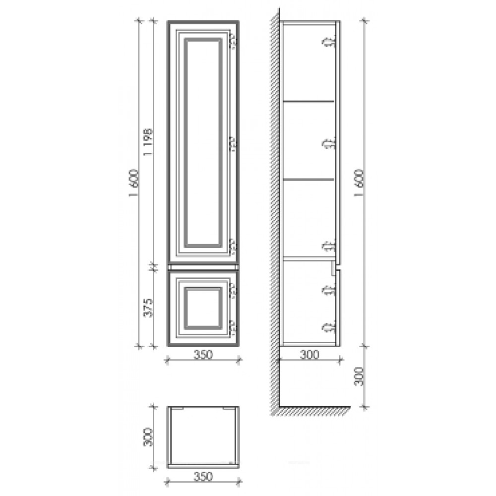 Шкаф-пенал Sancos Very 35 см PVR35RW правый, bianco