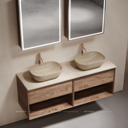 Столешница для ванной комнаты из керамогранита SANCOS Kreman 1400х460 c отверстием под смеситель