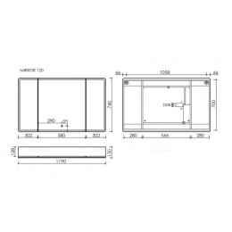 Зеркальный шкаф Sancos Mirror 120 см MI120ECH с подсветкой, дуб чарльстон