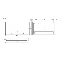 Зеркало для ванной комнаты SANCOS SQUARE 1400х800 с подсветкой