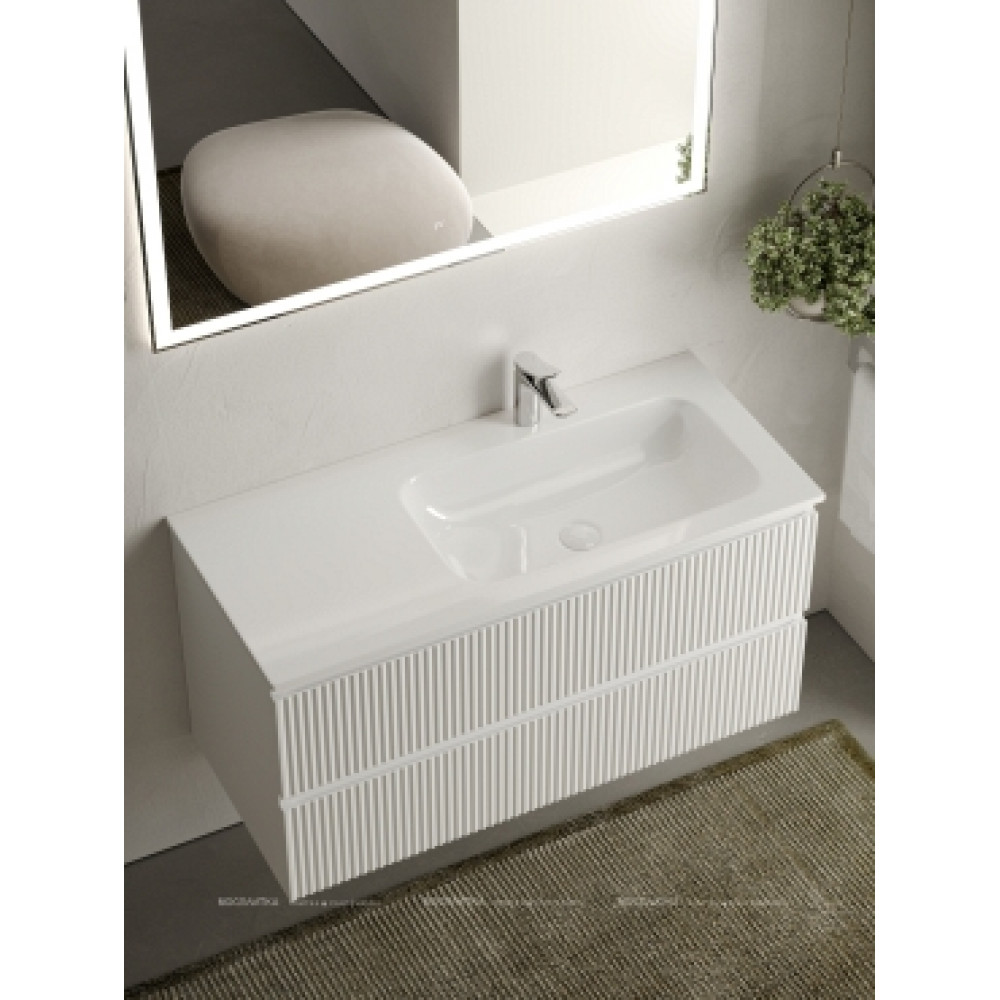 Тумба с раковиной Sancos Snob R 100 см SNR100RW правая, bianco