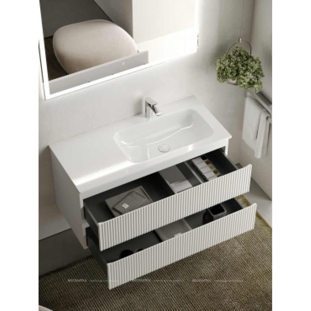 Тумба с раковиной Sancos Snob R 100 см SNR100RW правая, bianco