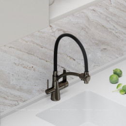 Смеситель для кухонной мойки Sancos Eri SC4001GG вороненая сталь