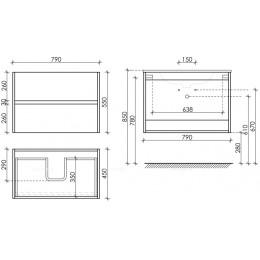 Тумба с раковиной Sancos Urban, 79 см., ламинат коричневый, UR80EG