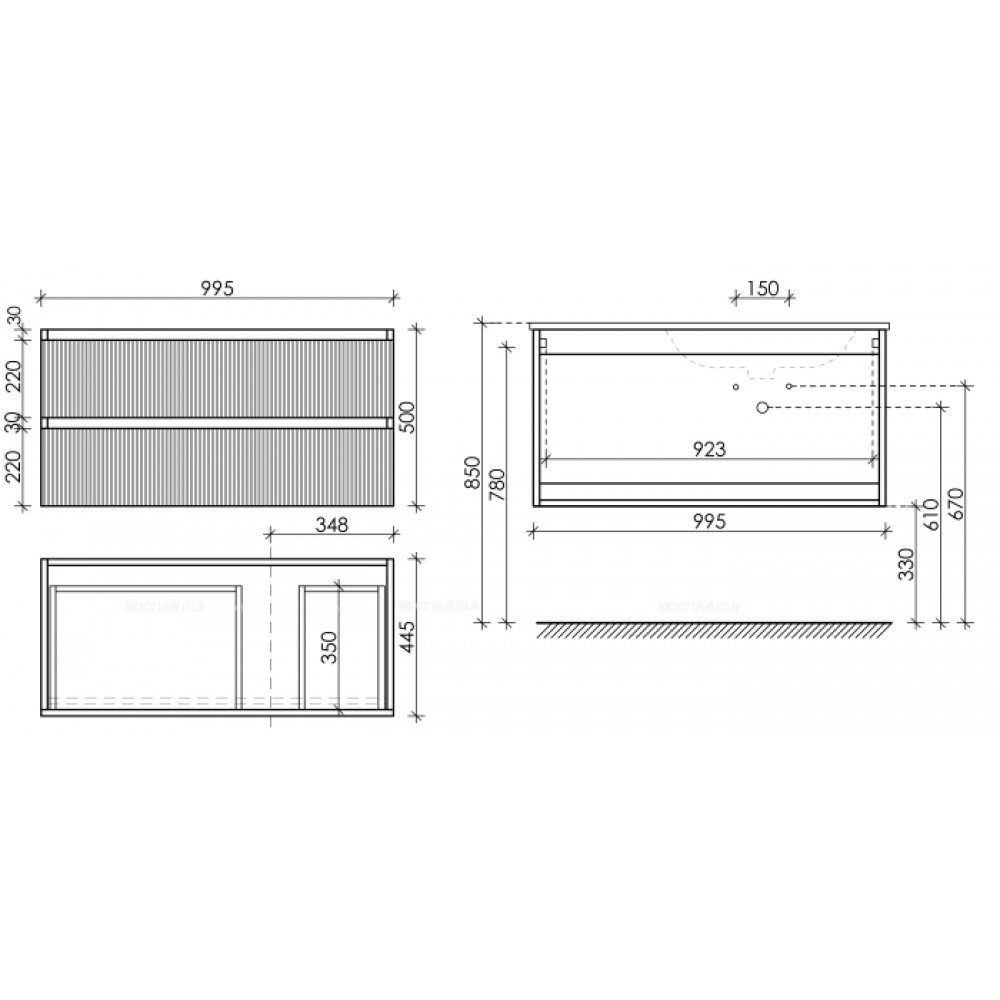 Тумба с раковиной Sancos Snob R 100 см SNR100RW правая, bianco