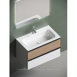 Тумба с раковиной Sancos Delta 80 см DL80W дуб светлый \/ матовый белый