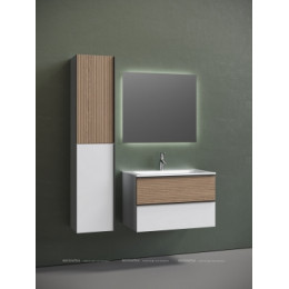 Тумба с раковиной Sancos Delta 80 см DL80W дуб светлый \/ матовый белый