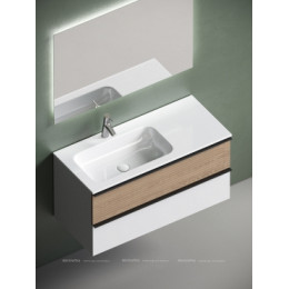 Тумба с раковиной Sancos Delta 100 см DL100LW левая, дуб светлый \/ матовый белый