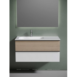 Тумба с раковиной Sancos Delta 100 см DL100LW левая, дуб светлый \/ матовый белый