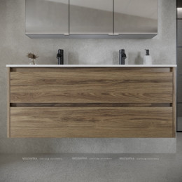 Тумба с раковиной Sancos Libra, 119 см., ламинат коричневый, LB120-2ECH