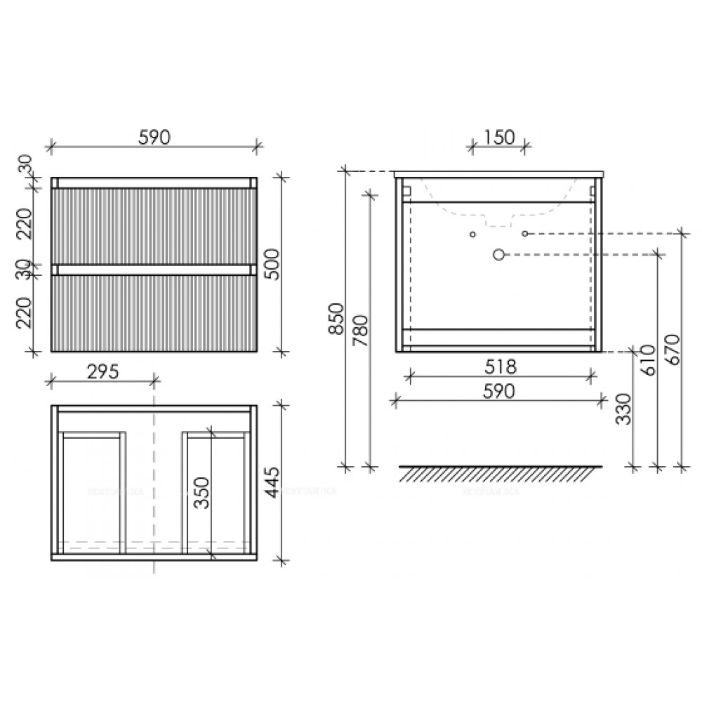 Тумба с раковиной Sancos Snob T 60 см SNT60SM doha soft