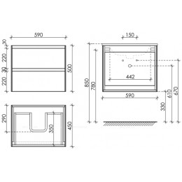 Тумба с раковиной Sancos Cento, 59 см., эмаль белый, CN60W