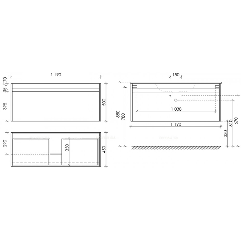 Тумба с раковиной Sancos Smart, 119 см., эмаль белый, SM120-1W