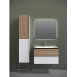 Тумба с раковиной Sancos Delta 80 см DL80W дуб светлый \/ матовый белый