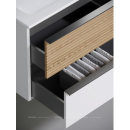 Тумба с раковиной Sancos Delta 100 см DL100LW левая, дуб светлый \/ матовый белый