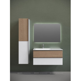 Тумба с раковиной Sancos Delta 100 см DL100LW левая, дуб светлый \/ матовый белый