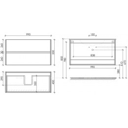 Тумба с раковиной Sancos Urban, 99 см., ламинат белый, UR100W