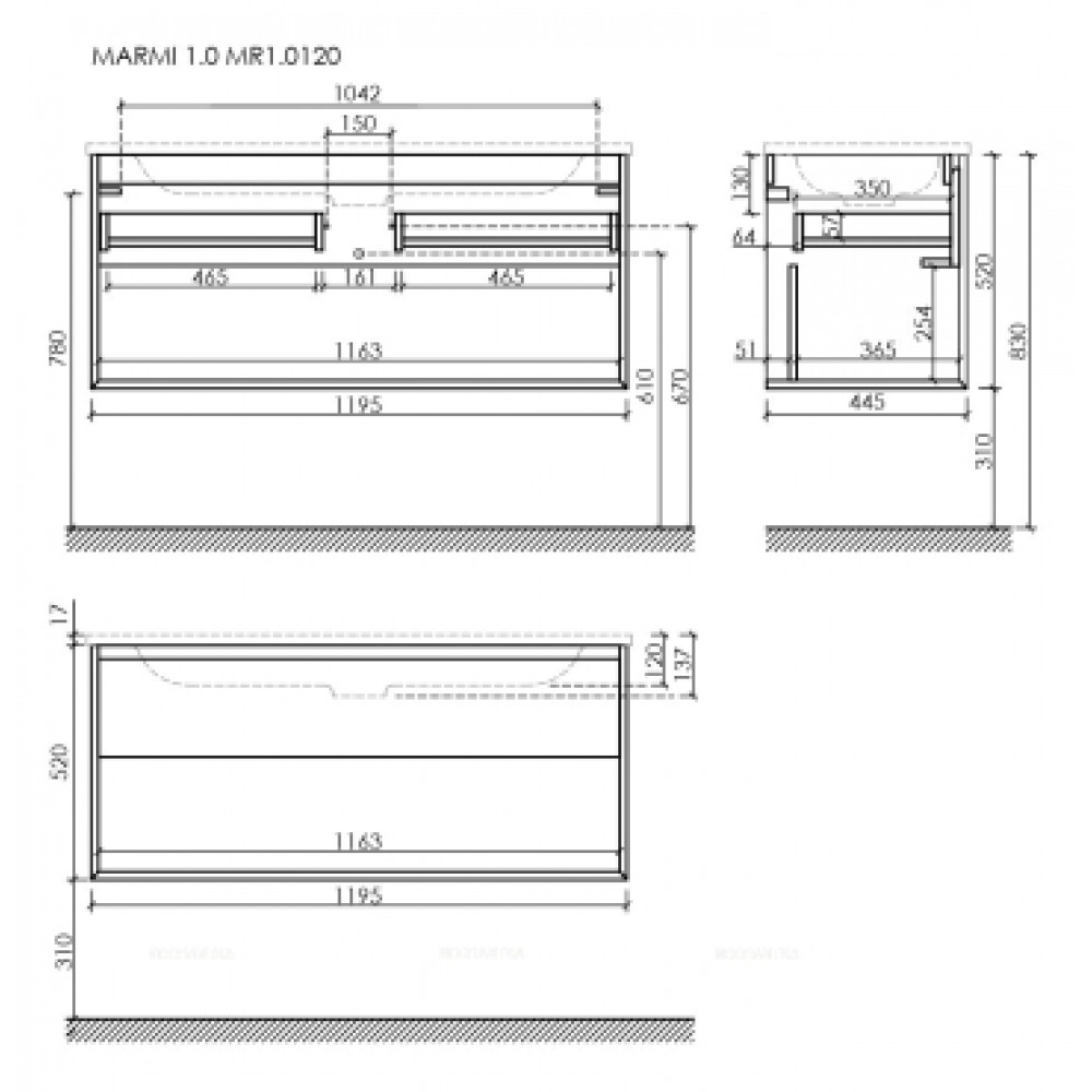 Тумба под раковину Sancos Marmi 1.0 120 см MR1.0120ECH дуб чарльстон