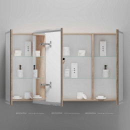 Зеркальный шкаф Sancos Mirror 120 см MI120EG с подсветкой, дуб галифакс натуральный