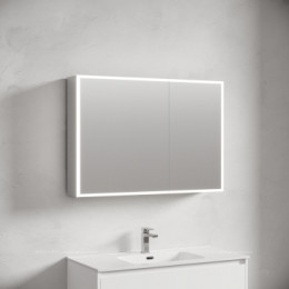 Зеркальный шкаф для ванной комнаты из алюминия SANCOS Evoke1000x700х136 мм с LED подсветкой