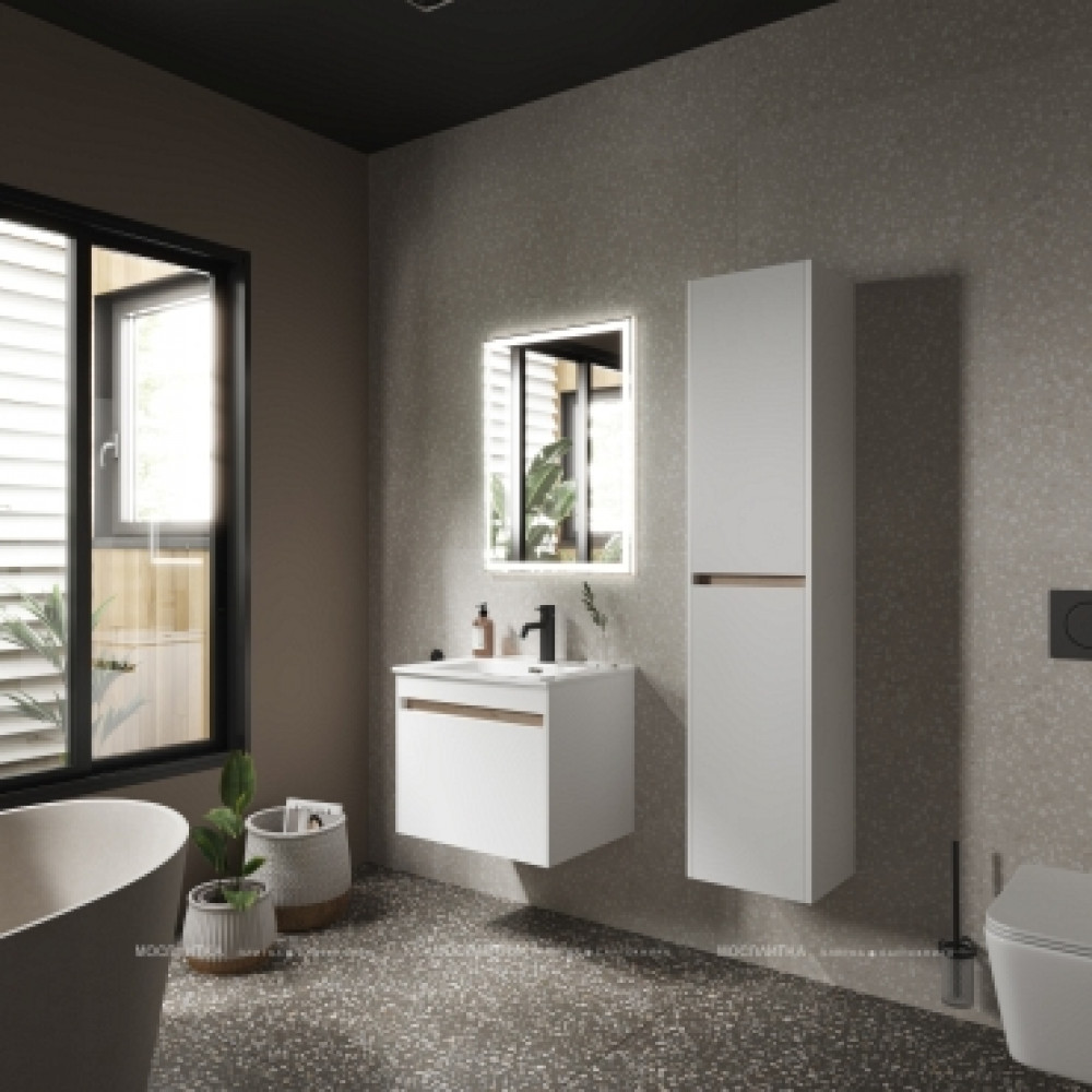 Тумба с раковиной Sancos Smart, 59 см., эмаль белый, SM60W