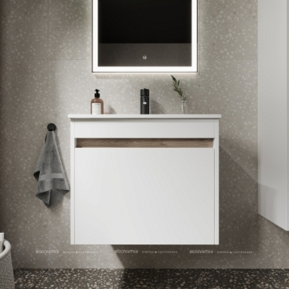 Тумба с раковиной Sancos Smart, 59 см., эмаль белый, SM60W