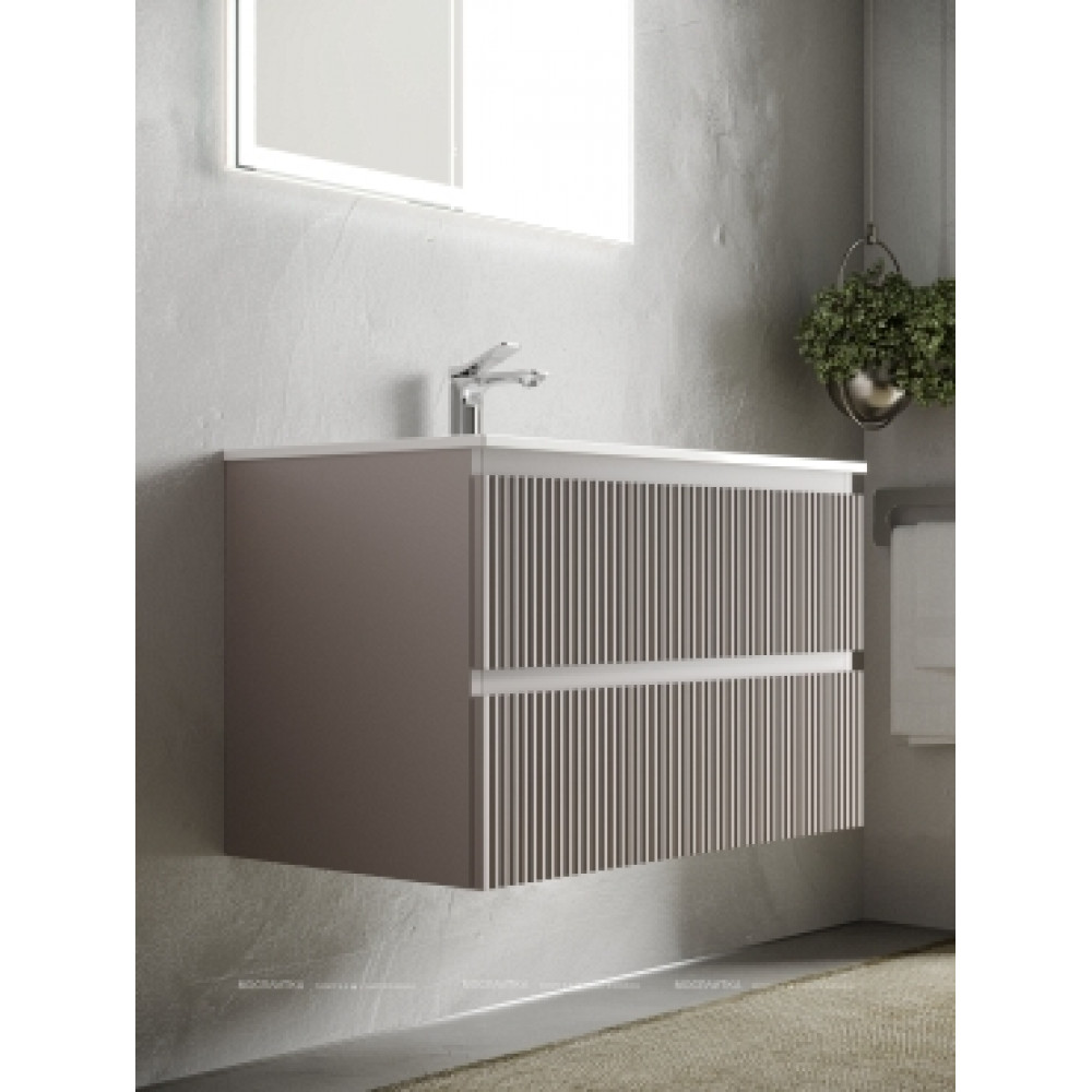 Тумба с раковиной Sancos Snob R 100 см SNR100LSM левая, doha soft