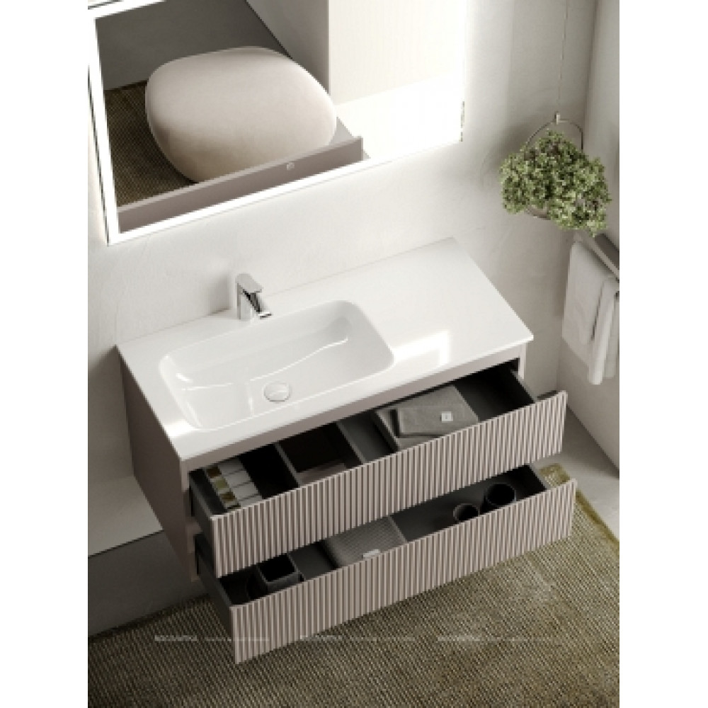 Тумба с раковиной Sancos Snob R 100 см SNR100LSM левая, doha soft