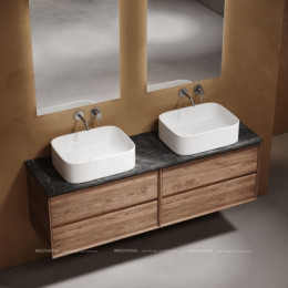 Столешница для ванной комнаты из керамогранита SANCOS Black Sky 1600х460 без отверстия под смеситель