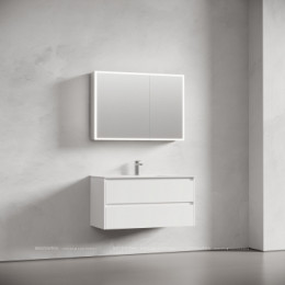 Зеркальный шкаф для ванной комнаты из алюминия SANCOS Evoke1000x700х136 мм с LED подсветкой