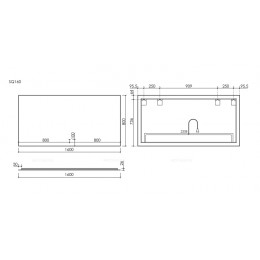 Зеркало для ванной комнаты SANCOS SQUARE 1600х800 с подсветкой