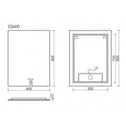 Зеркало Sancos Square 60 см SQ600 с подсветкой