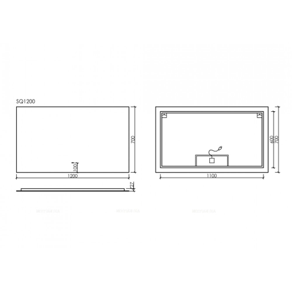 Зеркало Sancos Square 120 см SQ1200 с подсветкой