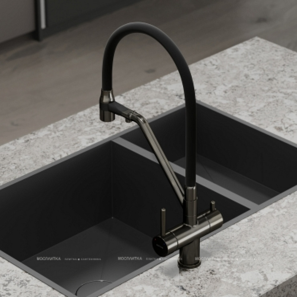 Смеситель для кухонной мойки Sancos Dora SC4003GG вороненая сталь