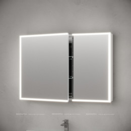 Зеркальный шкаф для ванной комнаты из алюминия SANCOS Evoke1000x700х136 мм с LED подсветкой