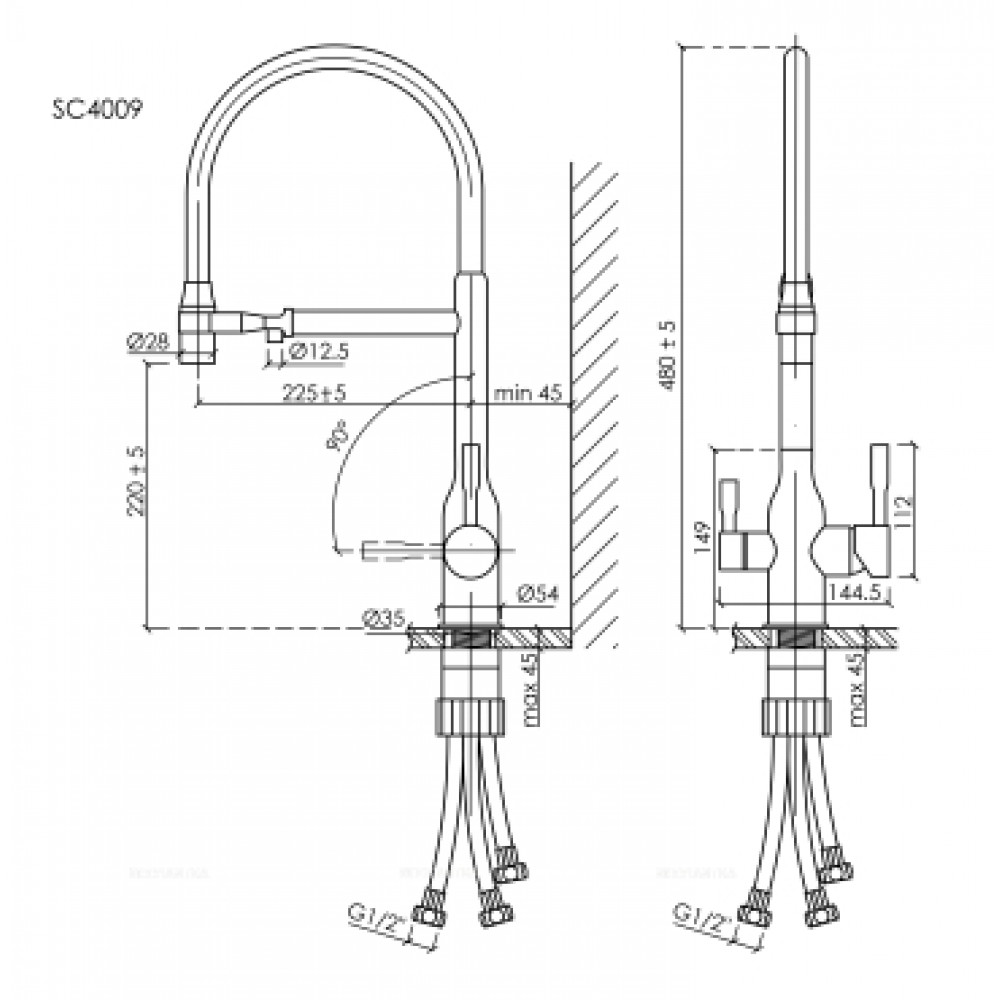 Смеситель для кухонной мойки Sancos Garda SC4009MB матовый черный