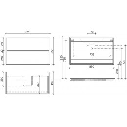 Тумба с раковиной Sancos Urban, 89 см., ламинат коричневый, UR90EG