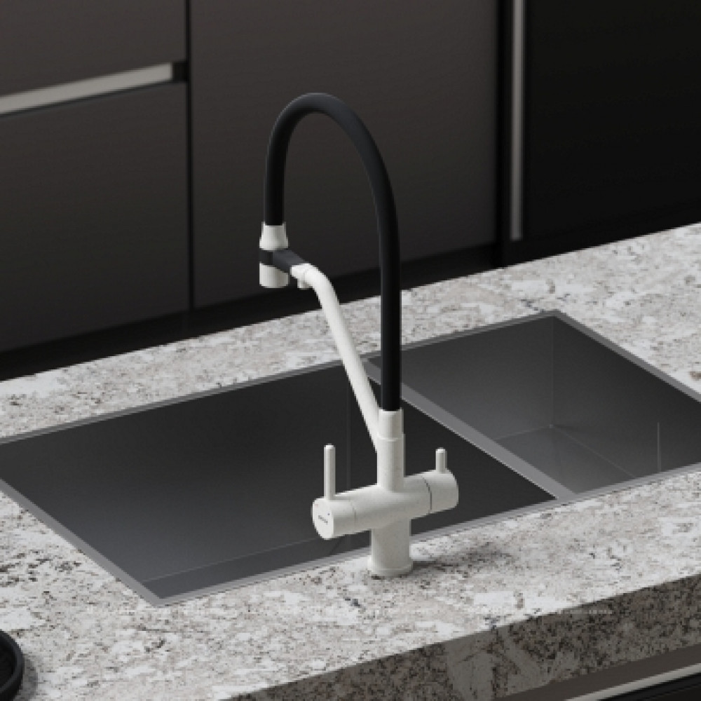 Смеситель для кухонной мойки Sancos Dora SC4003GR белый гранит