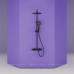 Душевая стойка, 5 режимов, матовая черная, Sancos Game SC3001MB