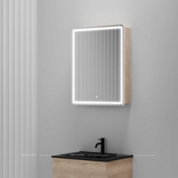 Зеркальный шкаф Sancos Mirror 60 см MI60EG с подсветкой, дуб галифакс натуральный