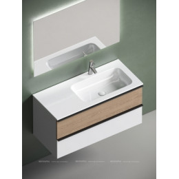 Тумба с раковиной Sancos Delta 100 см DL100RW правая, дуб светлый \/ матовый белый