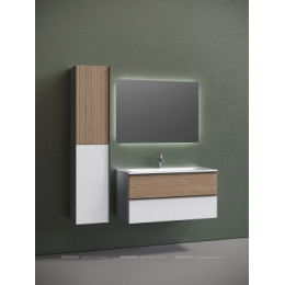 Тумба с раковиной Sancos Delta 100 см DL100W дуб светлый \/ матовый белый